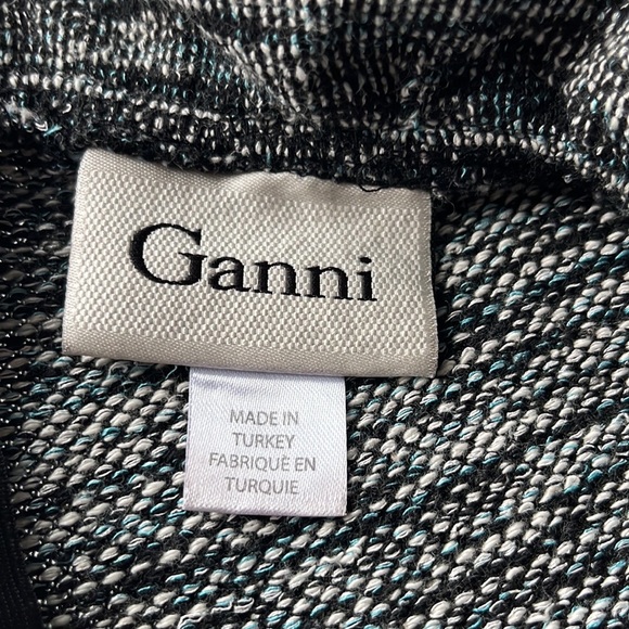 Anthropologie ganni tweed dress blue grey mock neck sleeveless - Picture 9 of 13